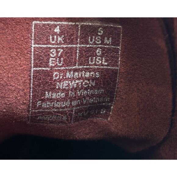 Dr. Martens Newton Leather Lace Up Boots Women 5 Burgundy Red Combat New!! - Picture 8 of 8